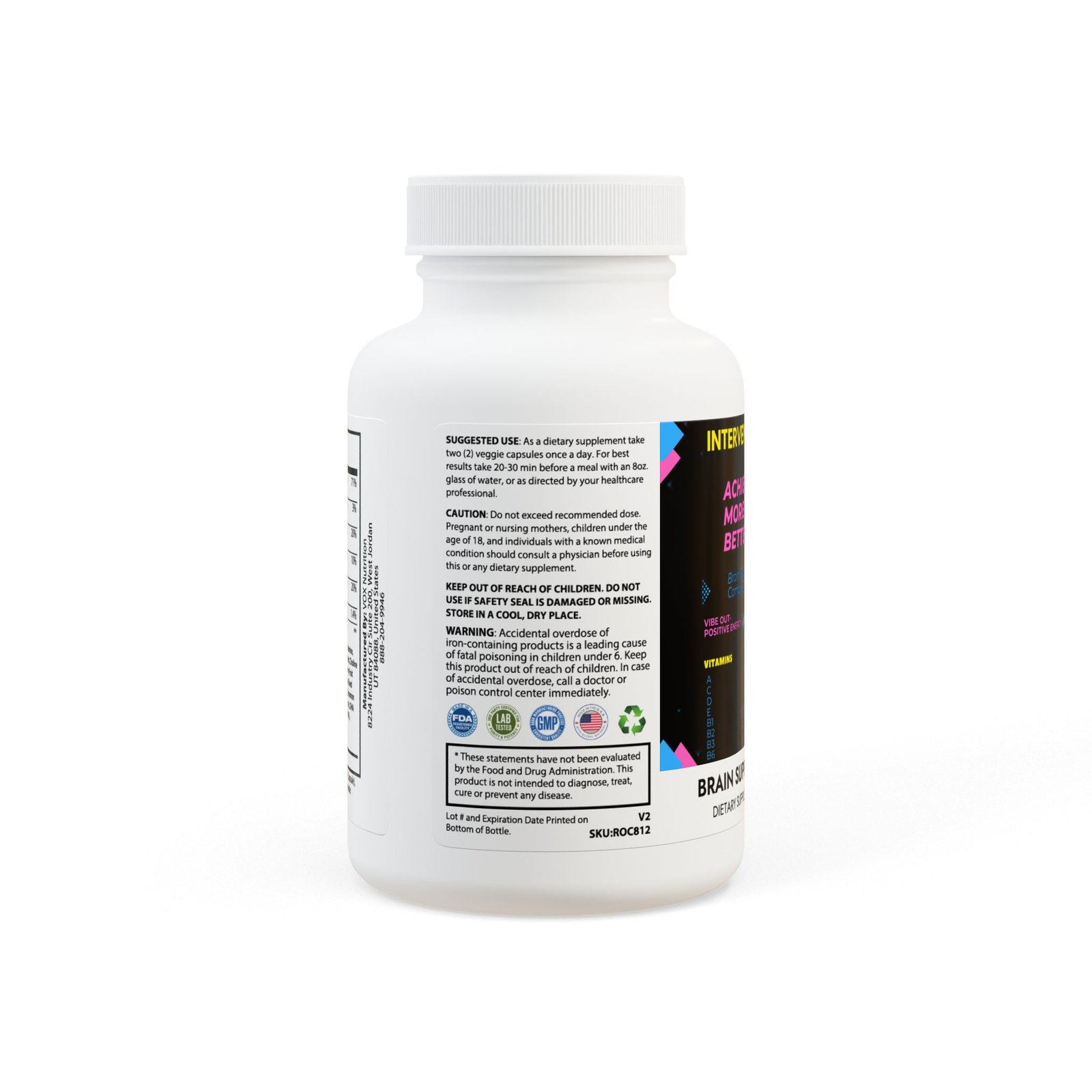 Intervention Brain Support Complex Supplement (60 Capsules) Good Vibes Positive Energy - Image 2