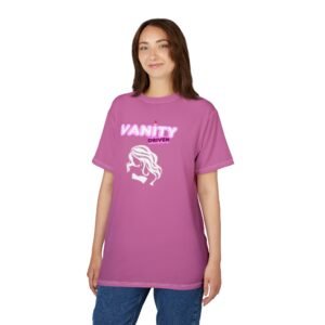 Vanity Driven Women T-Shirt, Trendy Pink Fashion Tee, Fun Graphic Shirt For Woman, Gift for Her, Summer Casual Wear