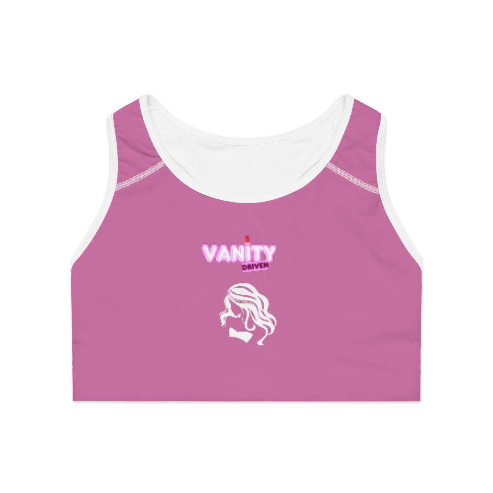 Vanity Driven Pink Sports Bra — Feminine Activewear Crop Top - Image 2