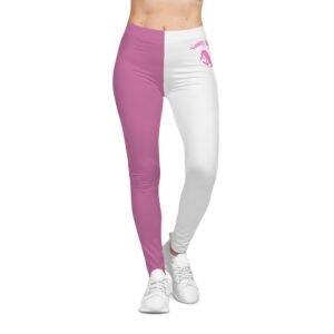 Vanity Driven Pink & White Split Leggings — "Nanny Forever" Graphic Women's Leggings