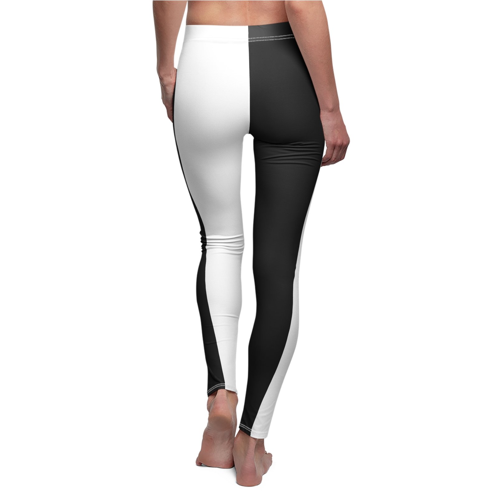 Vanity Driven Brand Monochrome Split Leggings — Black & White Colorblock Casual Leggings - Image 4