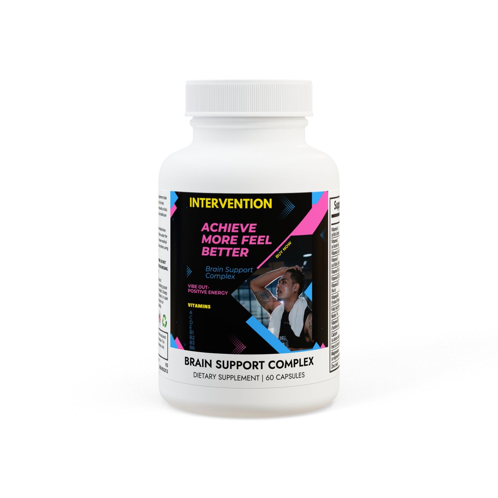 Intervention Brain Support Complex Supplement (60 Capsules) Good Vibes Positive Energy