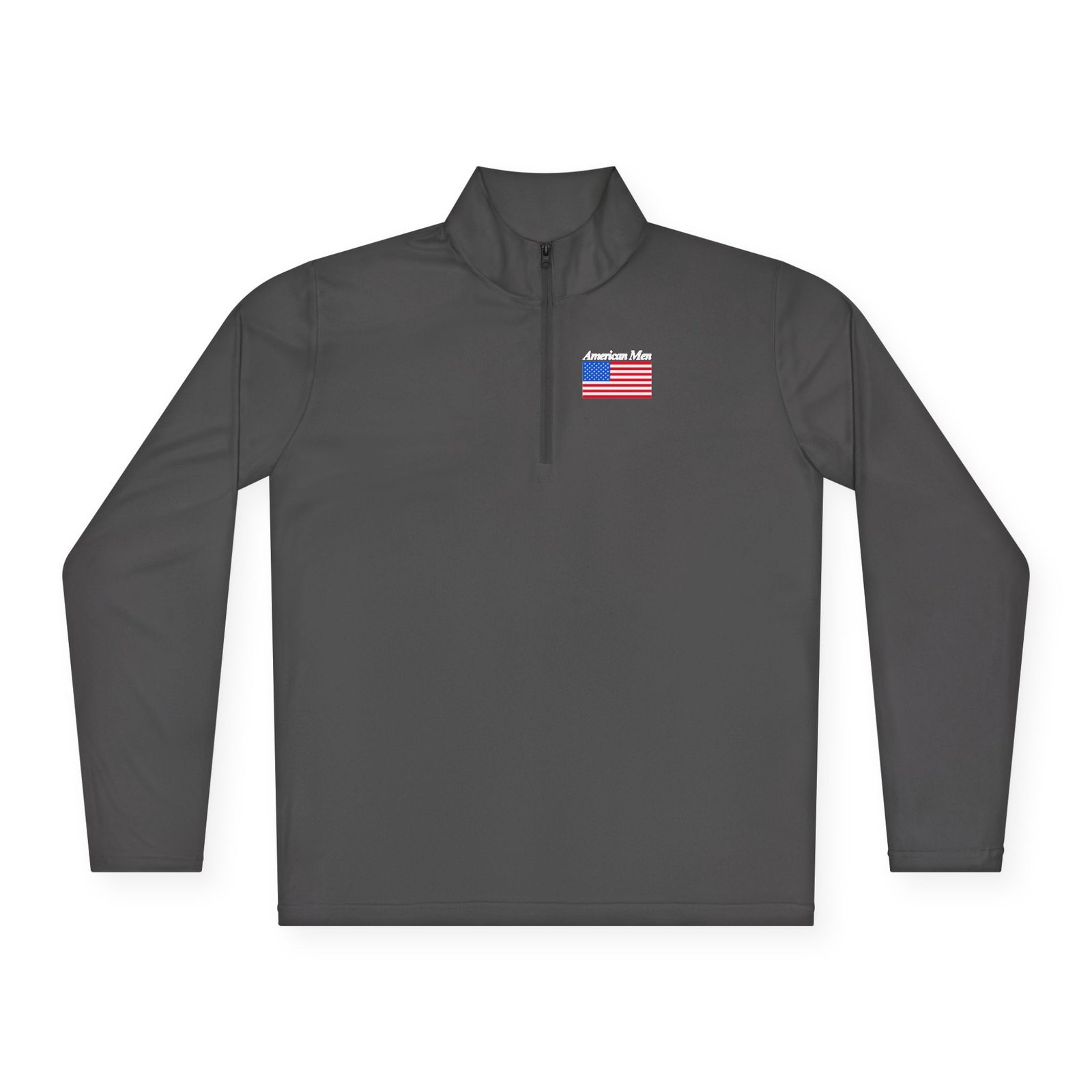 American Men Branded Quarter-Zip Pullover — Embroidered American Men Letters And American Flag - Image 2
