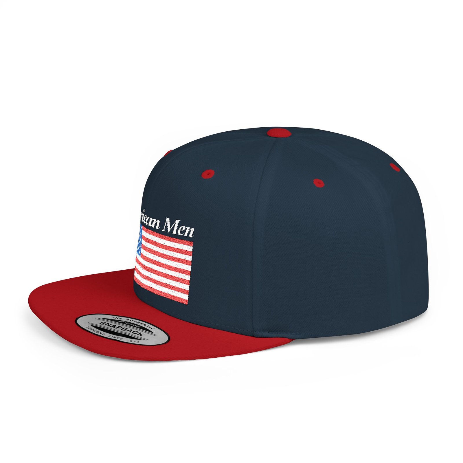 American Men Brand Flag Snapback Hat - Embroidered American Flag & Stitched Lettering - Image 19