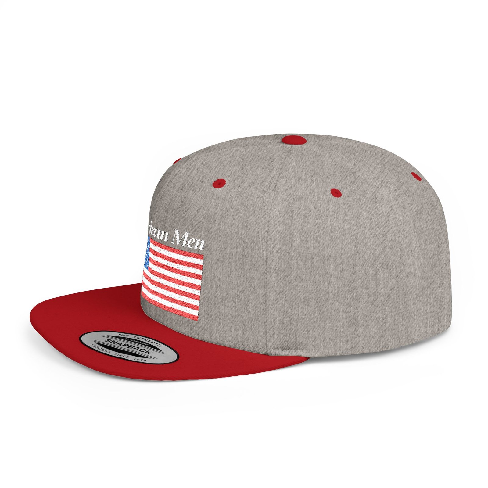 American Men Brand Flag Snapback Hat - Embroidered American Flag & Stitched Lettering - Image 23