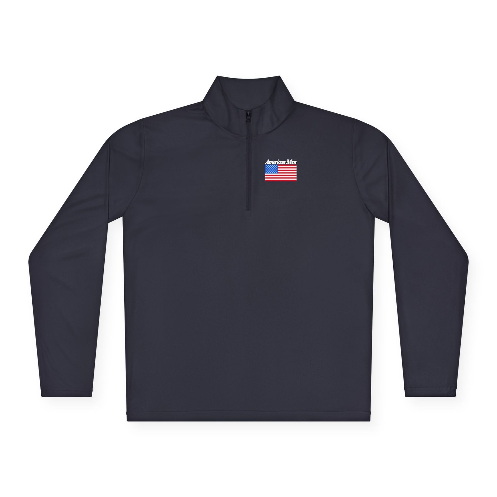 American Men Branded Quarter-Zip Pullover — Embroidered American Men Letters And American Flag - Image 15