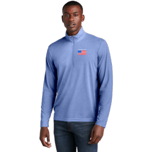 American Men Brand Casual Quarter-Zip - Embroidered USA Flag Quarter-Zip Pullover - Men's Casual American Style