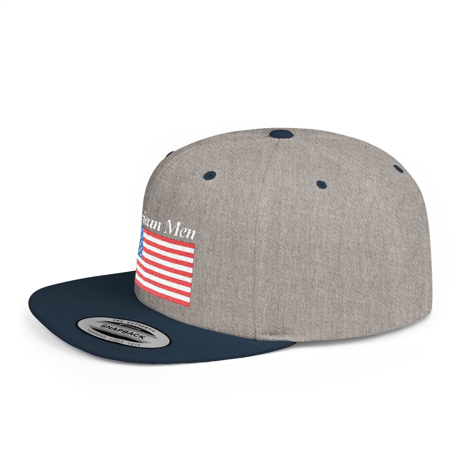 American Men Brand Flag Snapback Hat - Embroidered American Flag & Stitched Lettering - Image 11