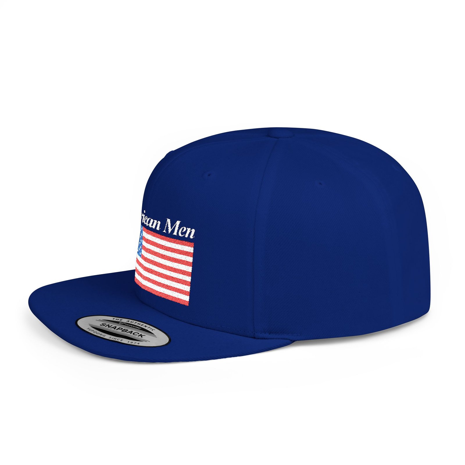 American Men Brand Flag Snapback Hat - Embroidered American Flag & Stitched Lettering - Image 3