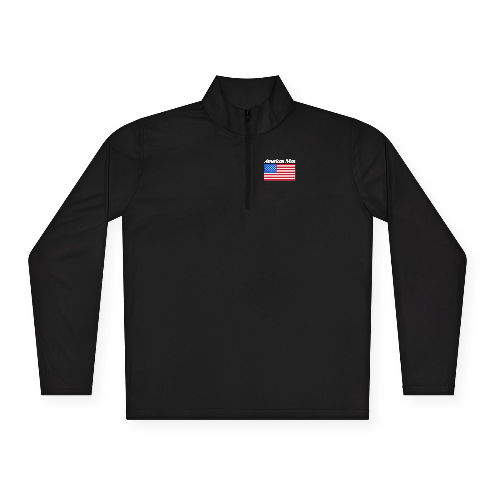 American Men Branded Quarter-Zip Pullover — Embroidered American Men Letters And American Flag - Image 3