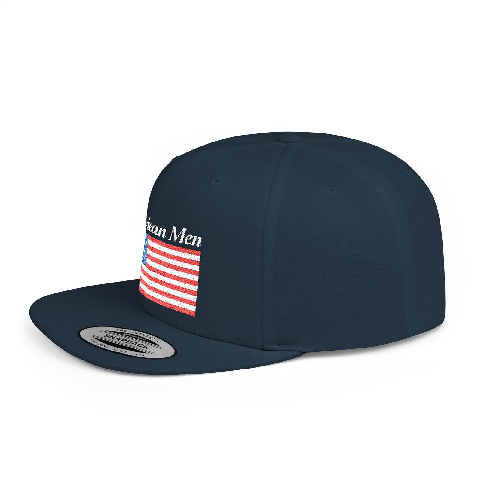 American Men Brand Flag Snapback Hat - Embroidered American Flag & Stitched Lettering - Image 15