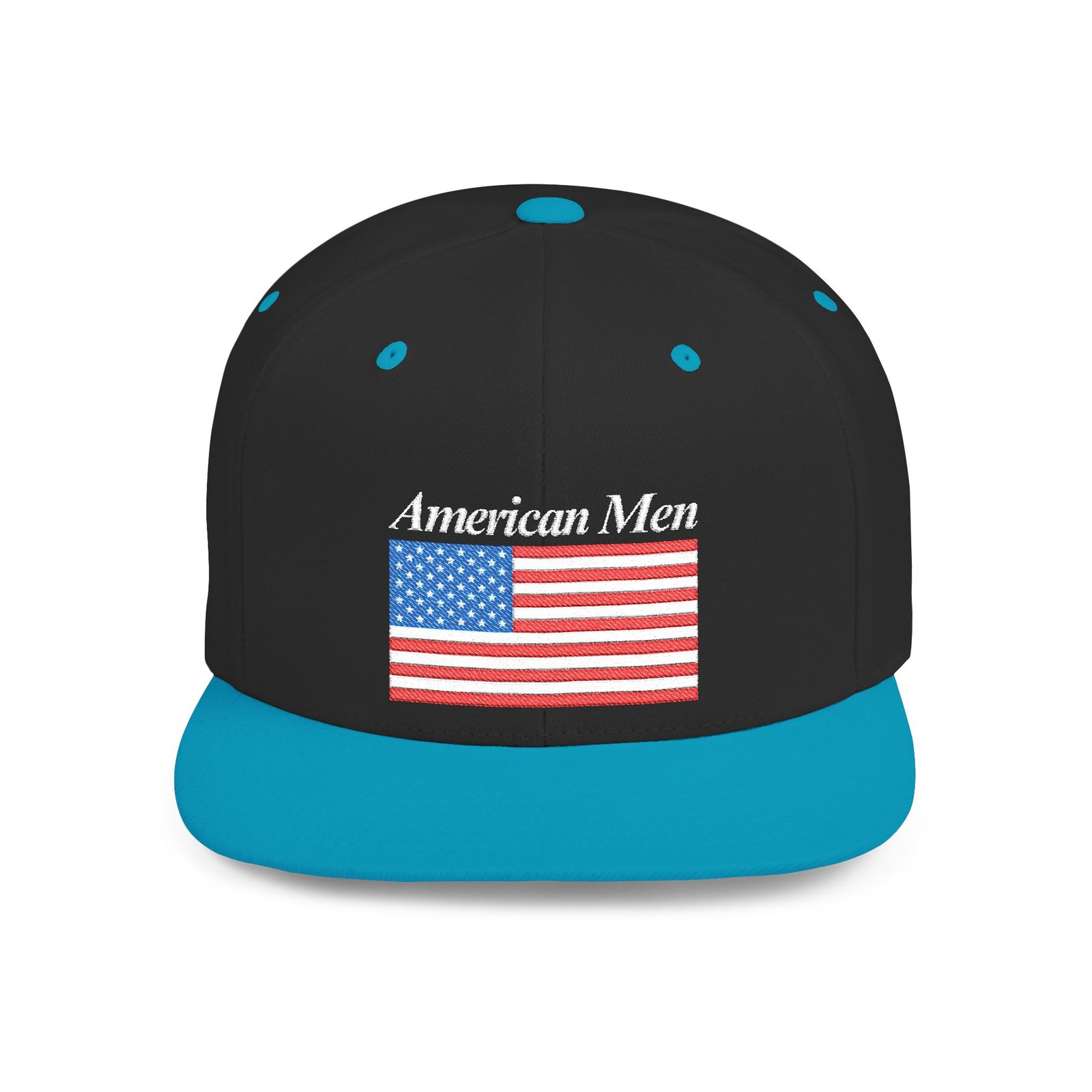 American Men Brand Flag Snapback Hat - Embroidered American Flag & Stitched Lettering - Image 33