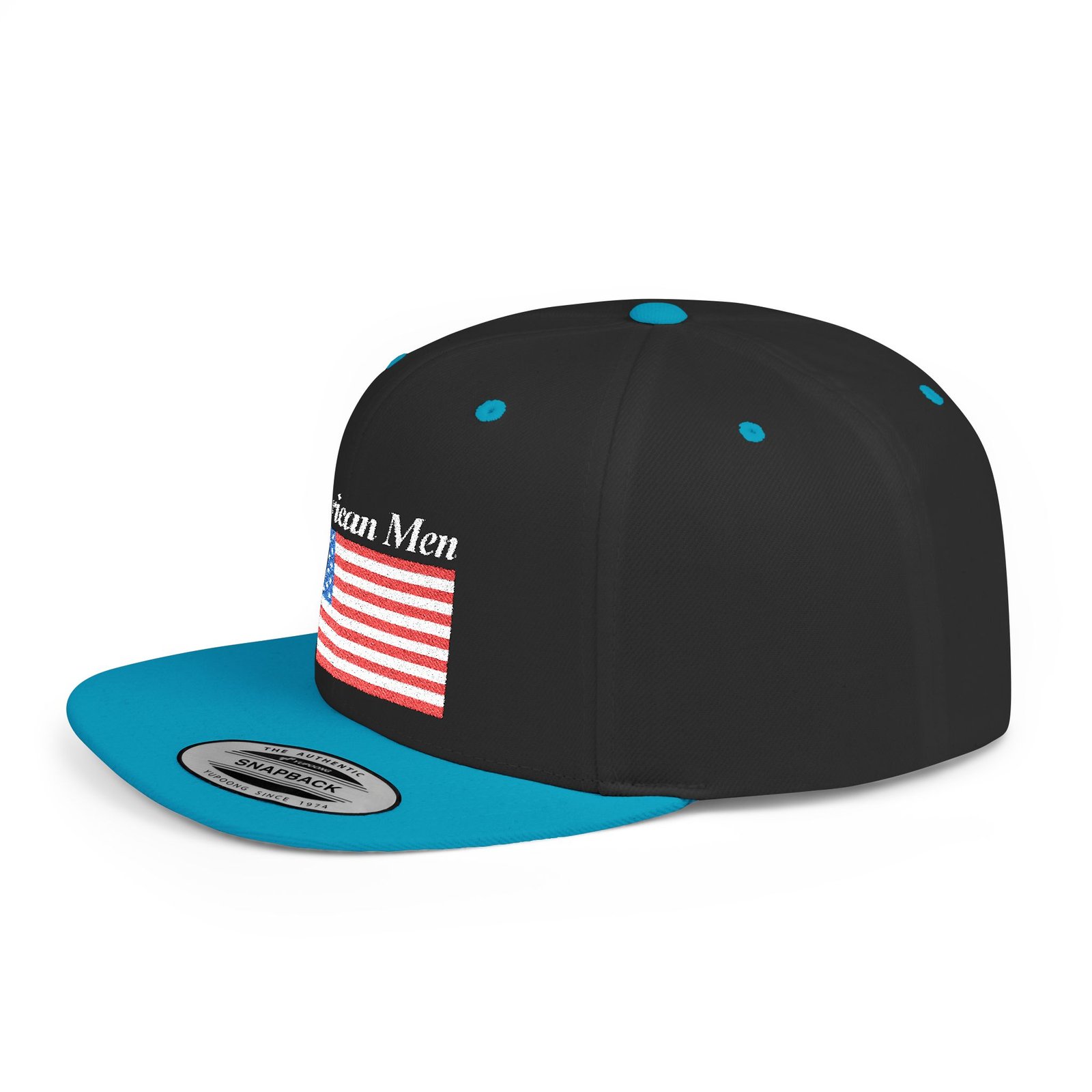 American Men Brand Flag Snapback Hat - Embroidered American Flag & Stitched Lettering - Image 35