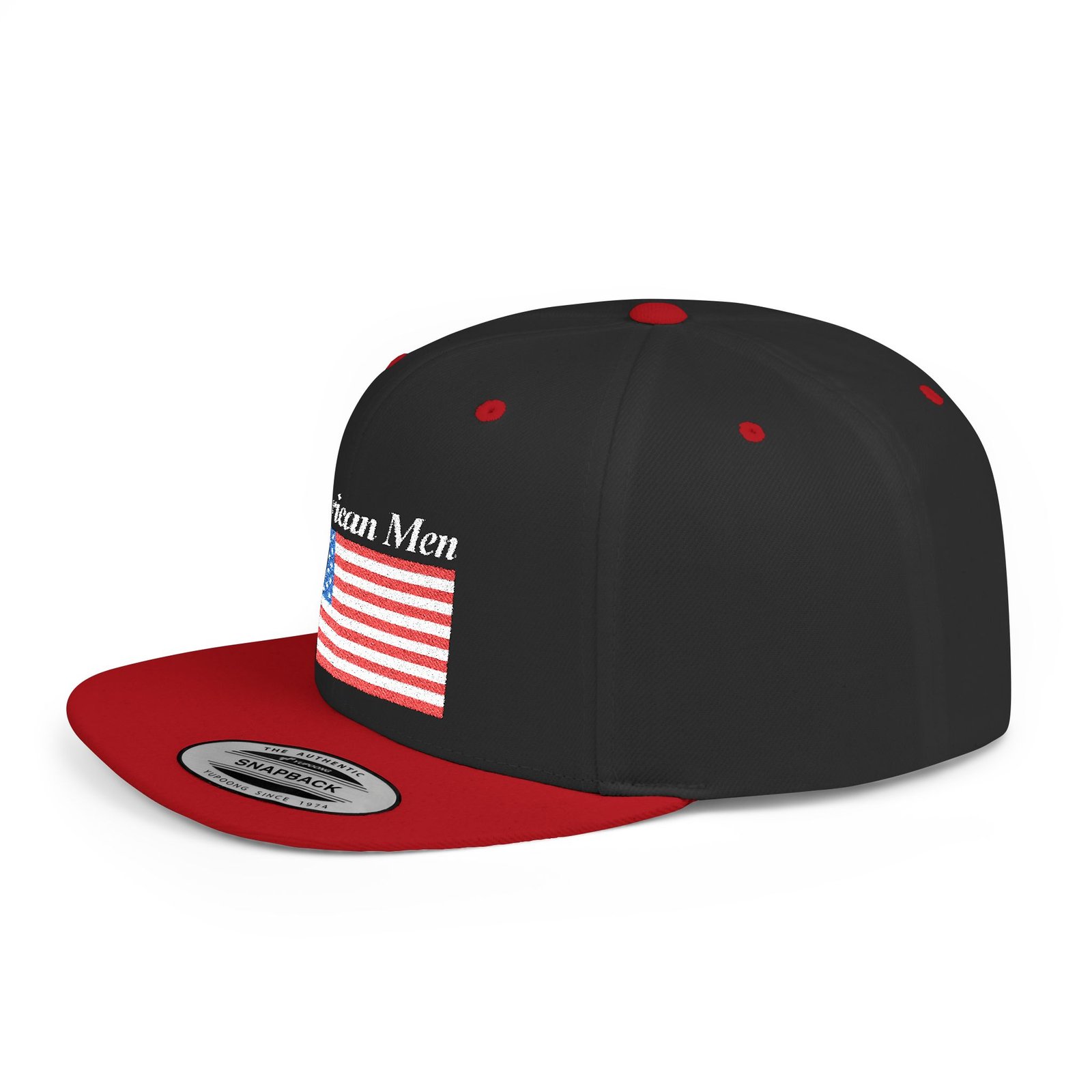 American Men Brand Flag Snapback Hat - Embroidered American Flag & Stitched Lettering - Image 31