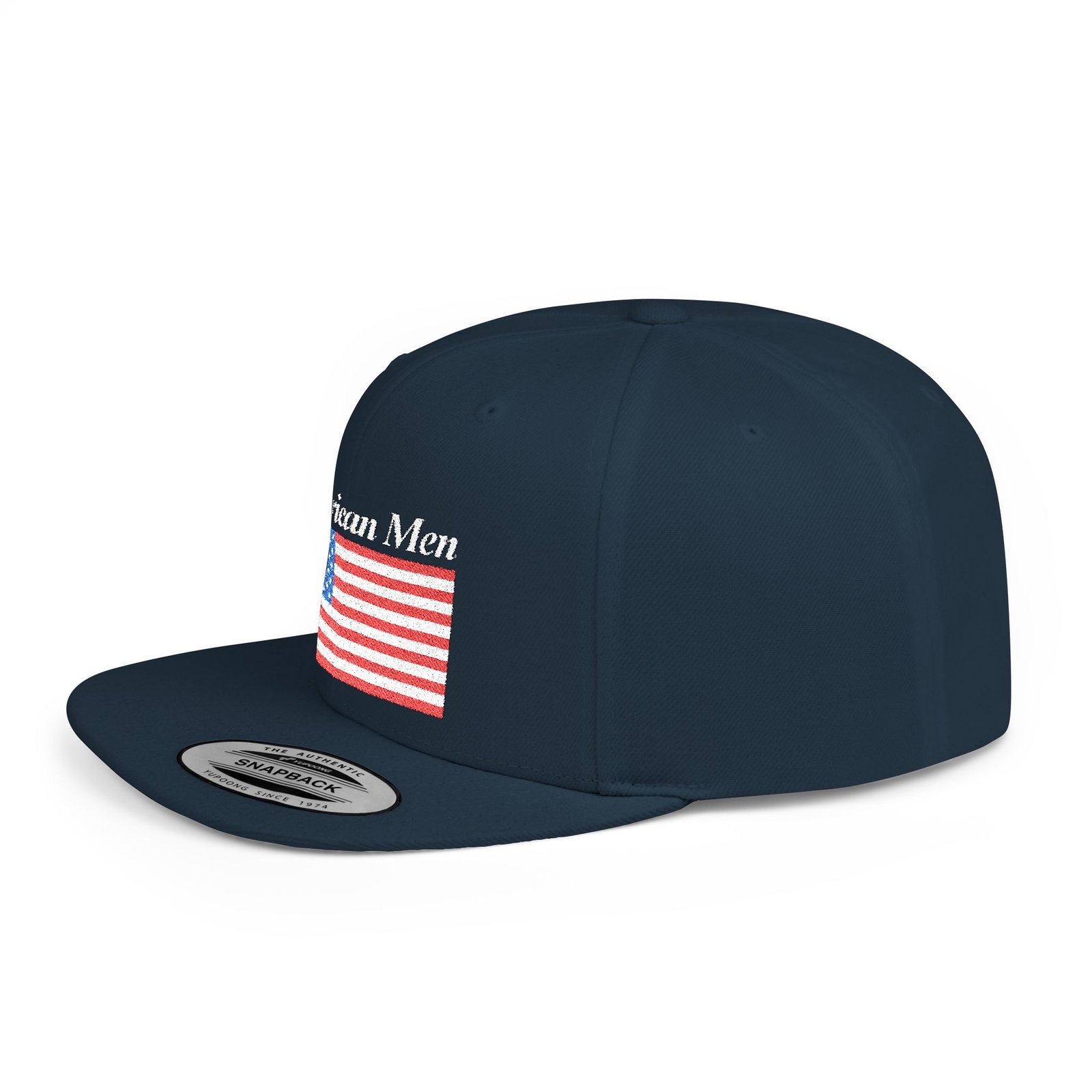 American Men Brand Flag Snapback Hat - Embroidered American Flag & Stitched Lettering - Image 7