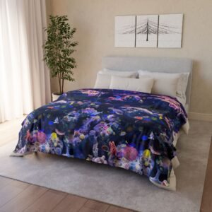 Exotic Life Nightscape Aqua Blanket — Vibrant Purple Aquarium Comforter